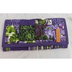 Donna Sharp Quilted Patchwork Wallet Purple Green Floral Cotton Organizer